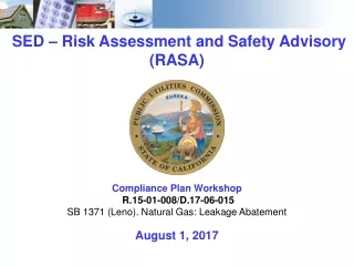 SED – Risk Assessment and Safety Advisory (RASA)