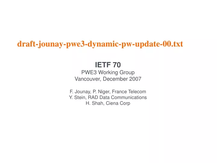 draft jounay pwe3 dynamic pw update 00 txt