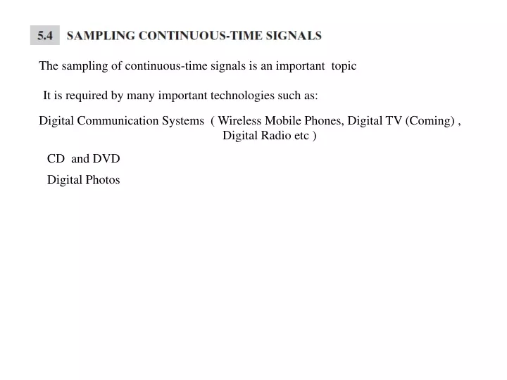 the sampling of continuous time signals