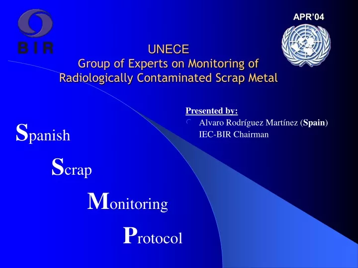 unece group of experts on monitoring of radiologically contaminated scrap metal