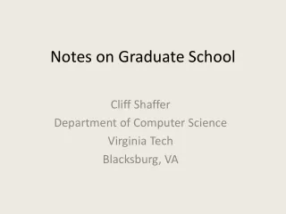 Notes on Graduate School