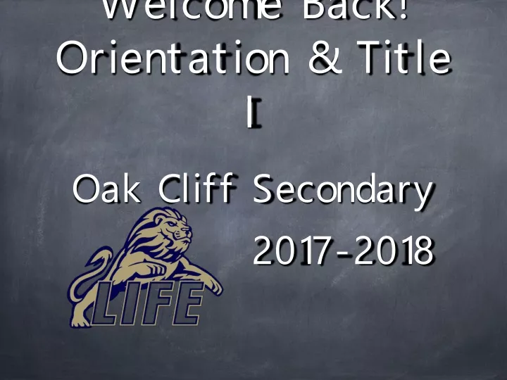 welcome back orientation title i