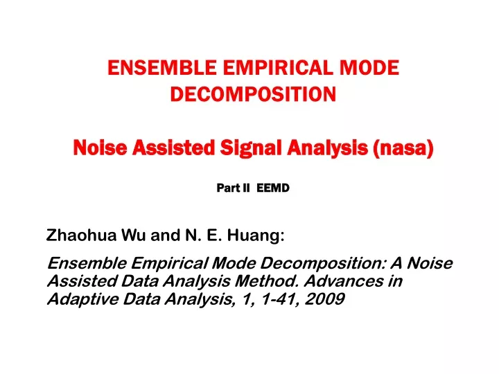 ensemble empirical mode decomposition noise assisted signal analysis nasa part ii eemd