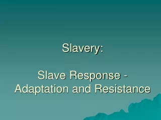 slavery slave response adaptation and resistance