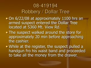 08-419194 Robbery / Dollar Tree