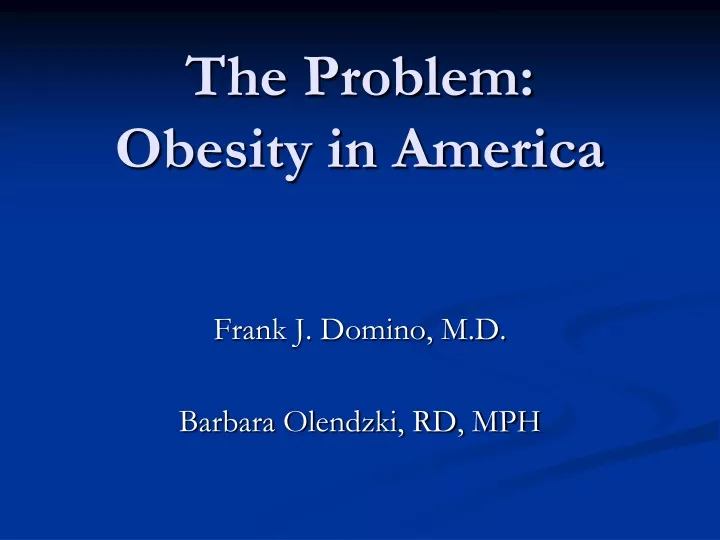 the problem obesity in america