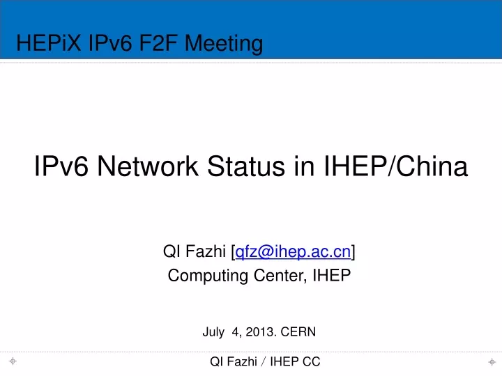 hepix ipv6 f2f meeting