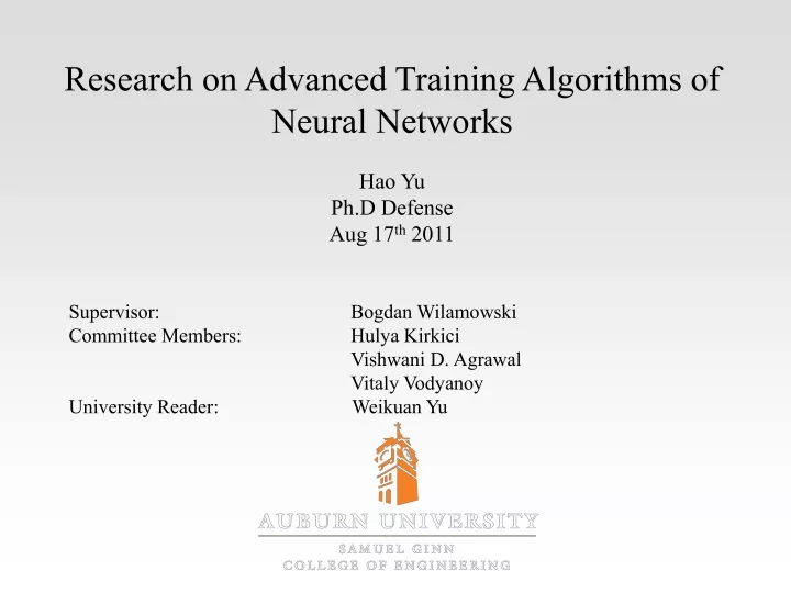 research on advanced training algorithms