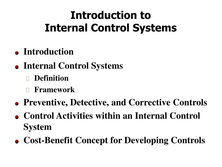introduction to internal control systems