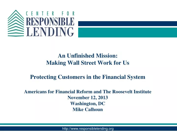 an unfinished mission making wall street work