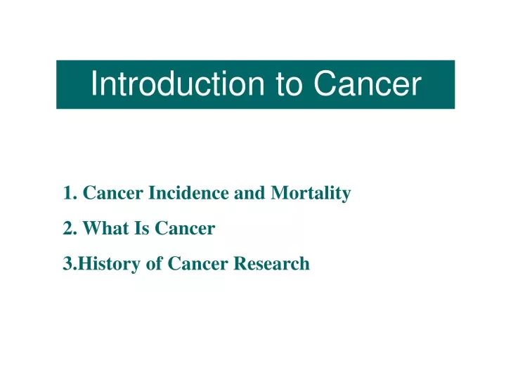 introduction to cancer