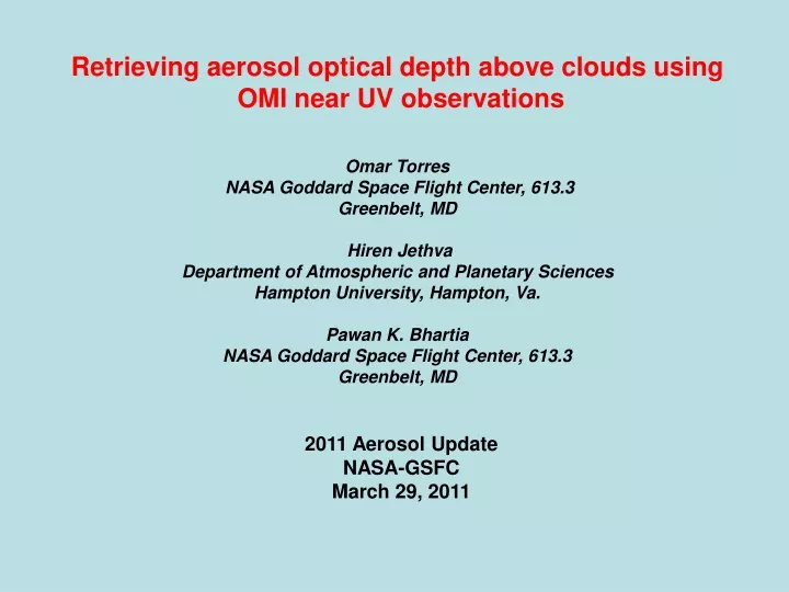 retrieving aerosol optical depth above clouds