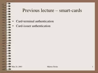 Previous lecture – smart-cards