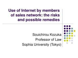 Use of Internet by members of sales network: the risks and possible remedies