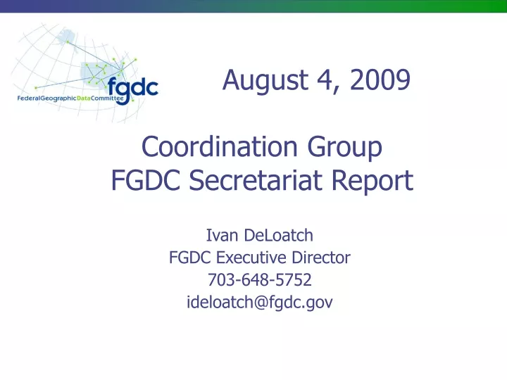coordination group fgdc secretariat report