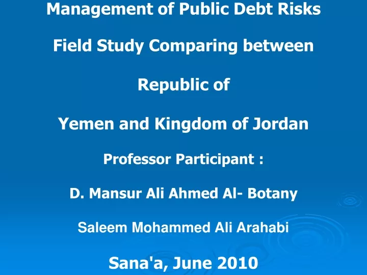 management of public debt risks field study