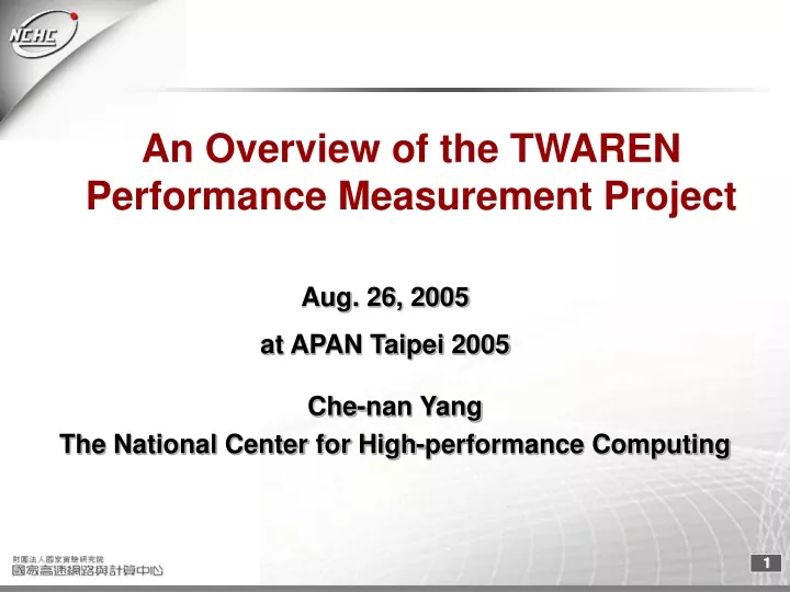 an overview of the twaren performance measurement project