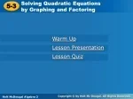 Interactive Lesson: Solving Quadratic Equations by Graphing and Factoring - slide 1