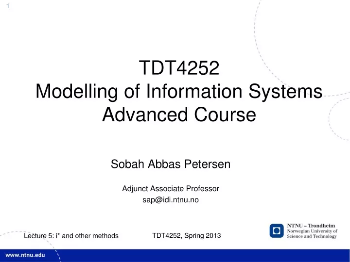 tdt4252 modelling of information systems advanced course