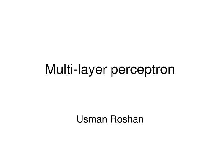 multi layer perceptron