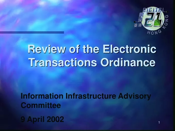 review of the electronic transactions ordinance