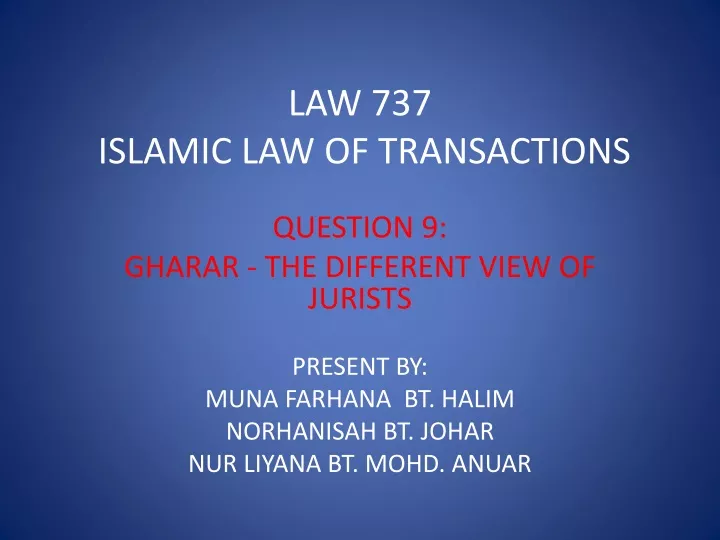 law 737 islamic law of transactions