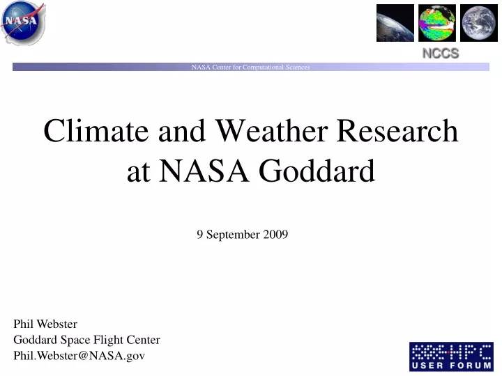climate and weather research at nasa goddard