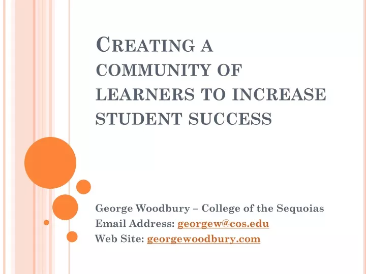 creating a community of learners to increase student success