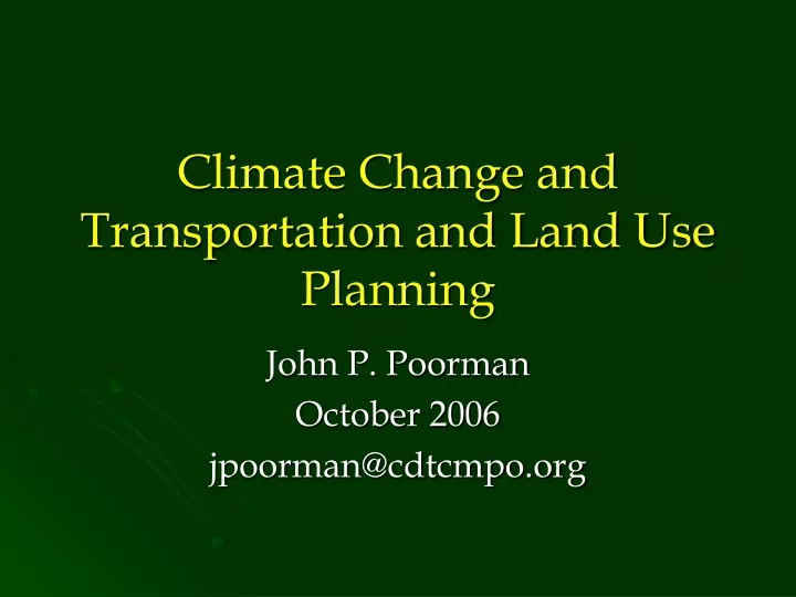 climate change and transportation and land use planning