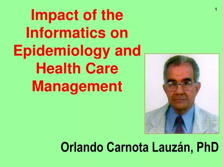 impact of the informatics on epidemiology