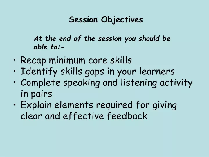 session objectives