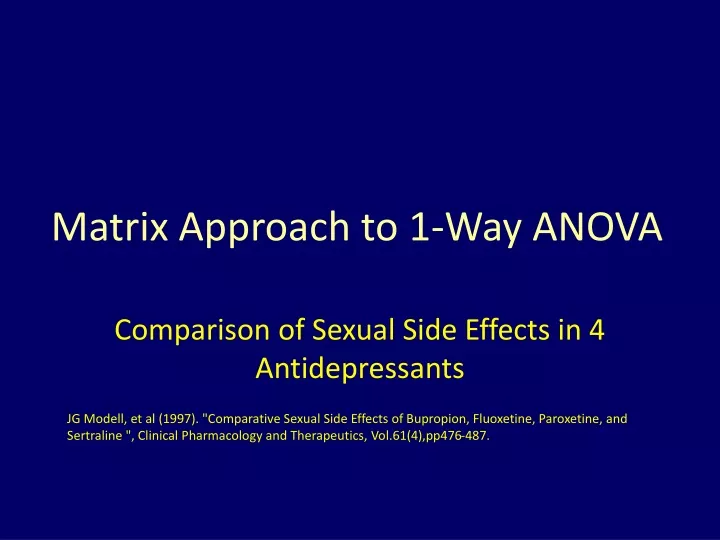 matrix approach to 1 way anova