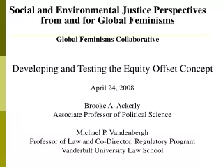 Developing and Testing the Equity Offset Concept April 24, 2008 Brooke A. Ackerly
