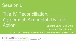 Title IV Reconciliation: Agreement, Accountability, and Action