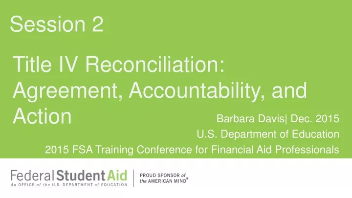 title iv reconciliation agreement accountability and action