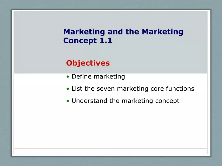 marketing and the marketing concept 1 1