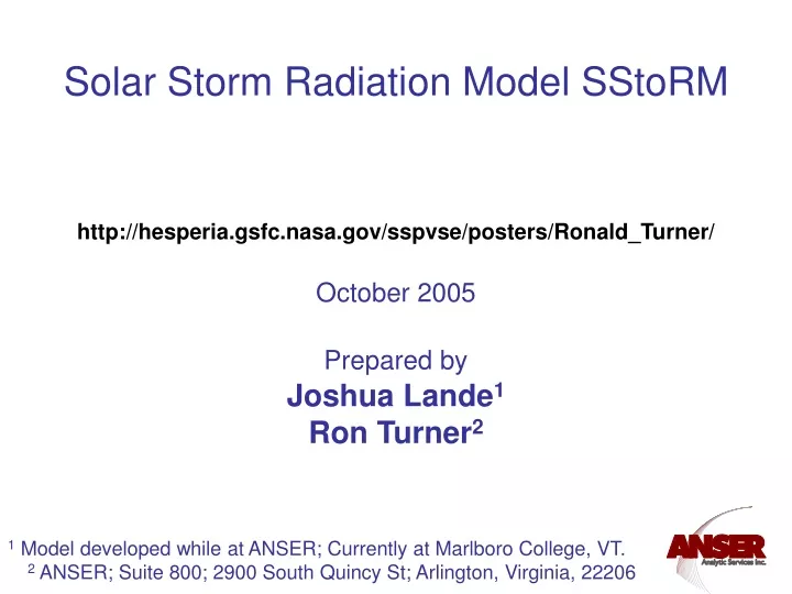 solar storm radiation model sstorm