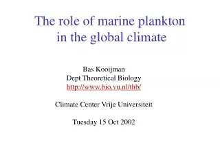 The role of marine plankton  in the global climate