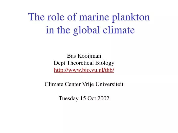 the role of marine plankton in the global climate