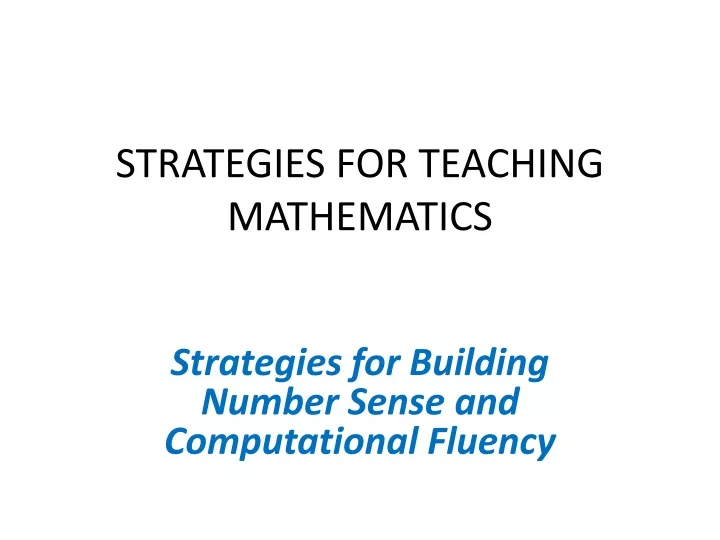 strategies for teaching mathematics