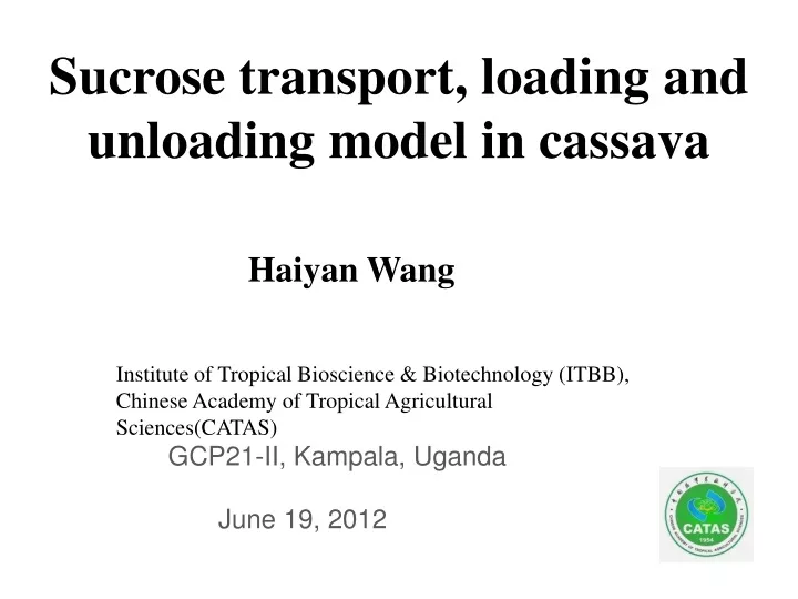 sucrose transport loading and unloading model in cassava