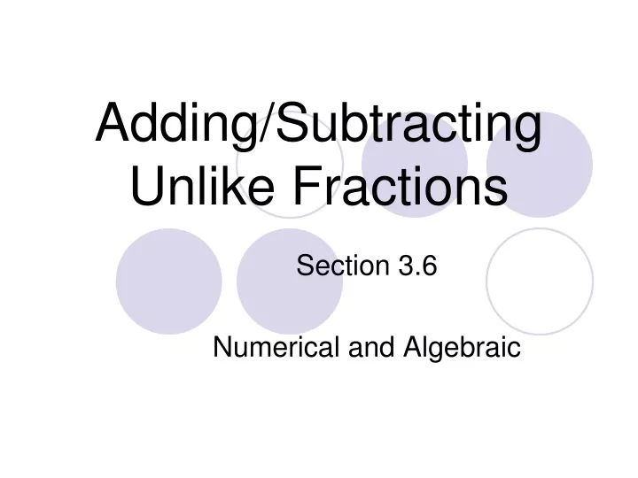 adding subtracting unlike fractions