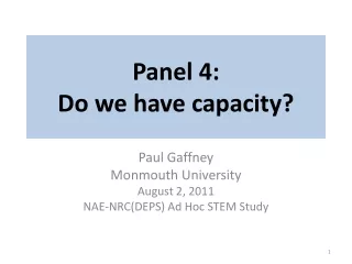 Panel 4: Do we have capacity?