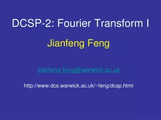 DCSP-2: Fourier Transform I