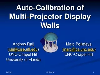 Auto-Calibration of  Multi-Projector Display Walls