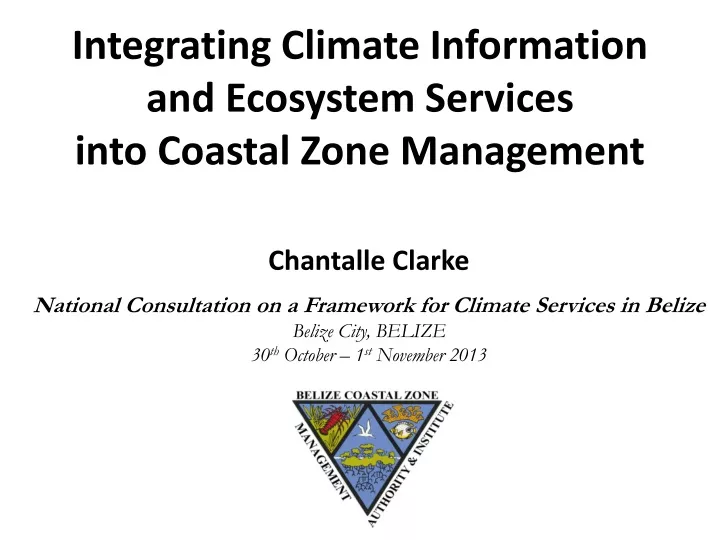 integrating climate information and ecosystem services into coastal zone management