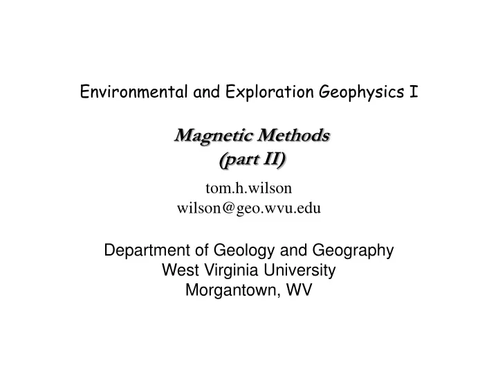 environmental and exploration geophysics i
