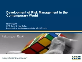 Development of Risk Management in the Contemporary World