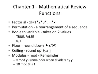 Chapter 1 - Mathematical Review Functions