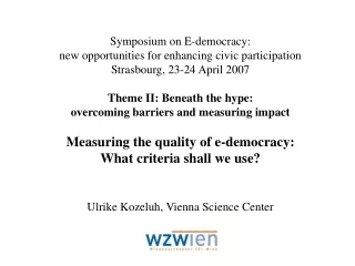 symposium on e democracy new opportunities